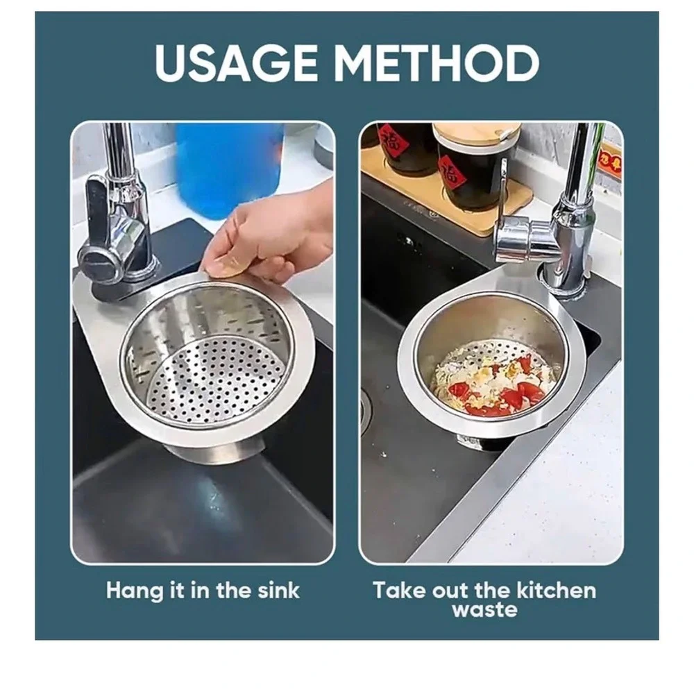 Stainless Steel Swan Sink Strainer Basket Kitchen‎ Food Waste Drainer Silver